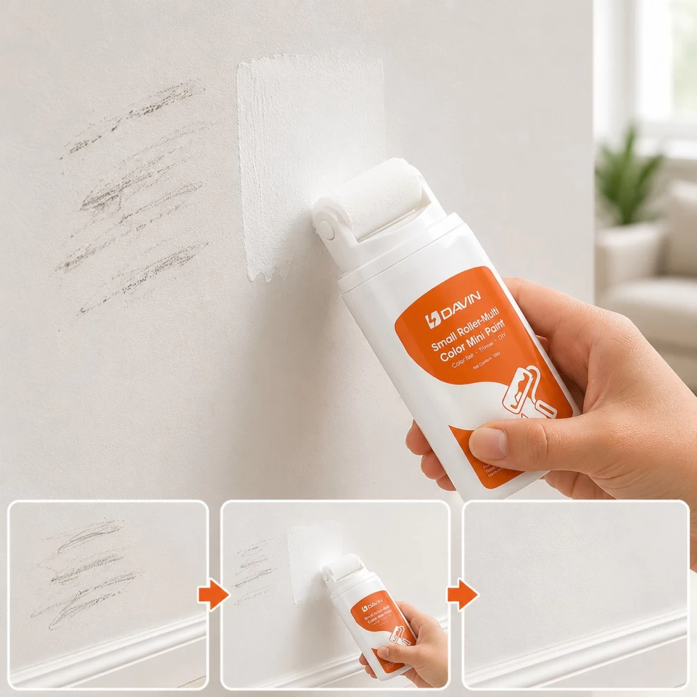 Small Roller Wall Patching Brush with Latex Paint - White 100 g