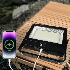 كشاف يعمل بالطاقة الشمسية مع حامل ثلاثي – موديل JD-Y90 – إضاءة خارجية قابلة للشحن