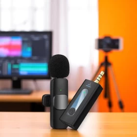 ميكروفون لاسلكي مزدوج K35 بمشبك للهواتف المحمولة (AUX)