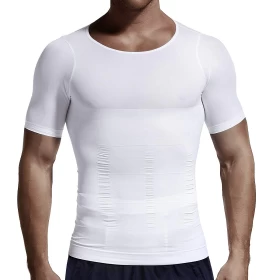 Men Slimming Body Shaper Compressor TShirt-White