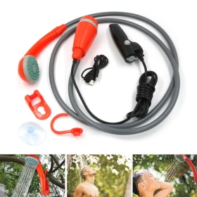 دش ومشطاف متنقل للتخييم – طقم شطاف سفر 12 فولت مع دلو قابل للطي