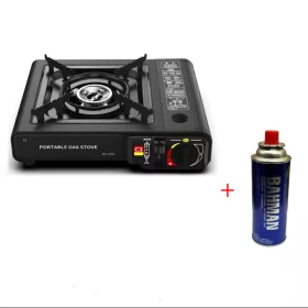 Camping  Black Portable Gas Stove + Gas Butane Bottle