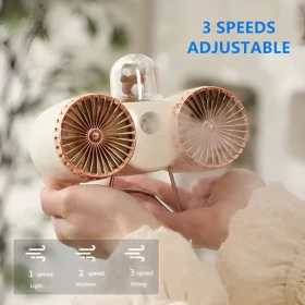 مروحة ثنائية للمكتب قابل للشحن مع رذاذ الماء