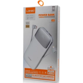 LDNIO 10000mAh LED Digital Power Bank – Built-in Lightning & Type-C Cables